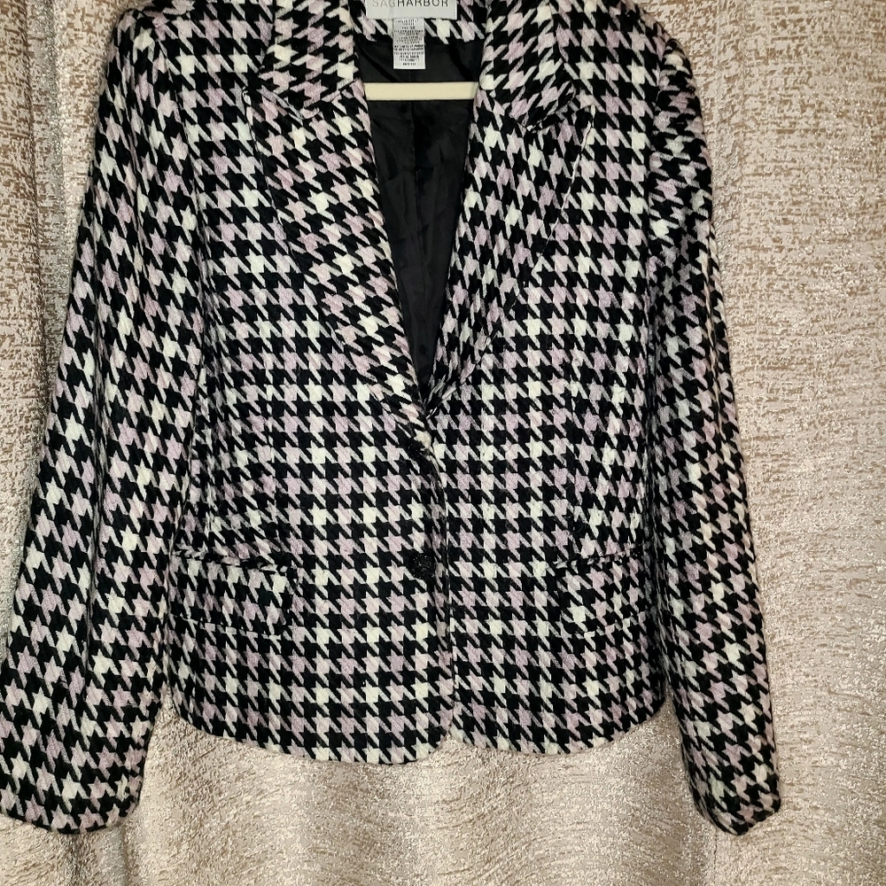 Sag Harbor Black, White, lavender Blazer with Houndstooth Pattern - Picture 8 of 8